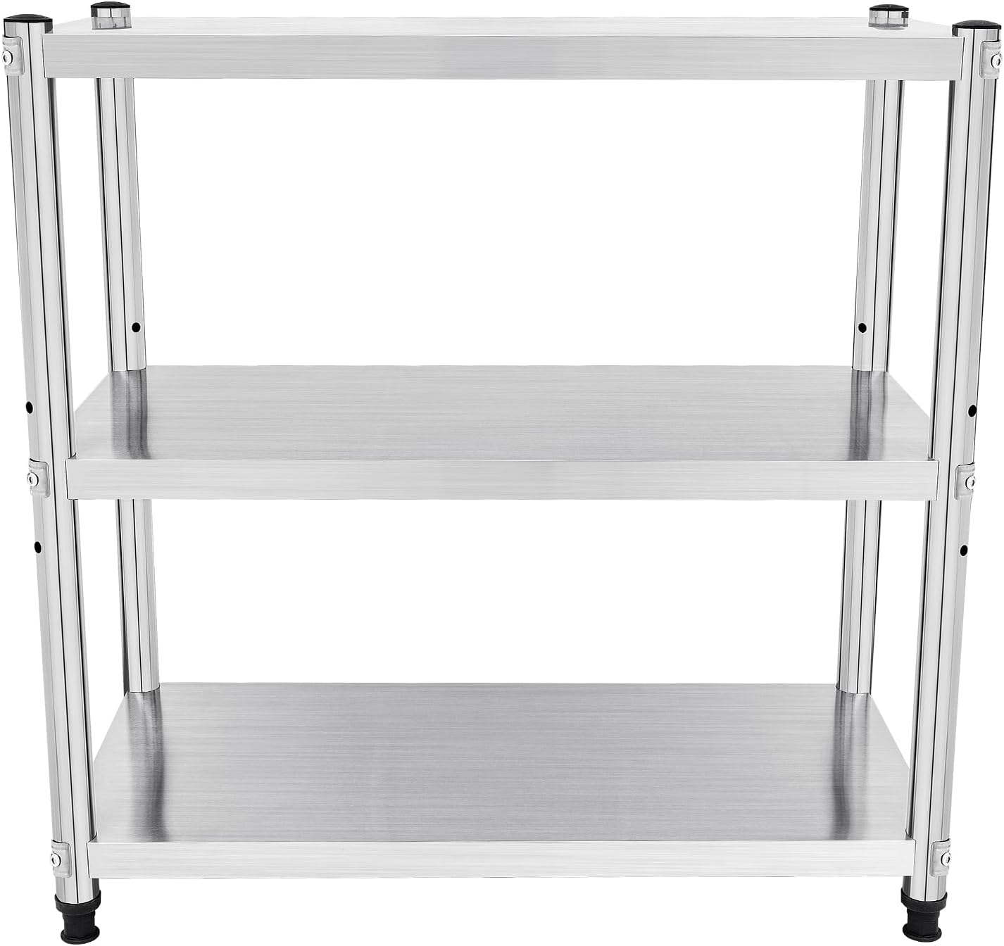 Commercial Kitchen Warehouse - 3段201ステンレス製棚スタンド収納ラック、業務用キッチン、ガレージ、オフィス、レストラン、倉庫用、31.5*15.75*31.5インチ