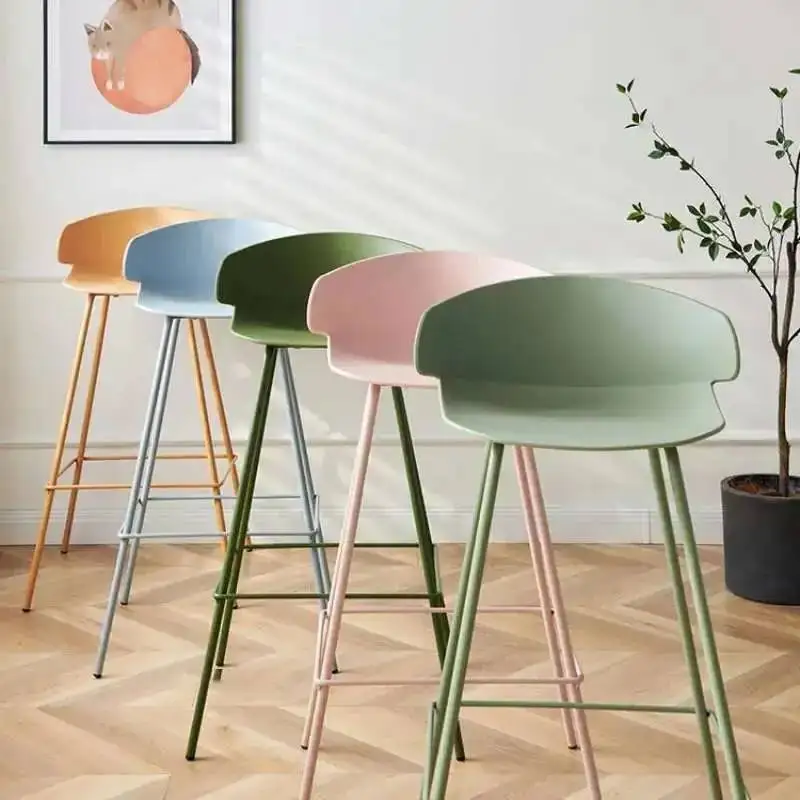 Commercial Kitchen Designer - カウンターバースツール キッチンハイダイニングチェア 北欧デザイナー 家庭用背もたれ付きバーチェア クリエイティブホテル プラスチックスツール