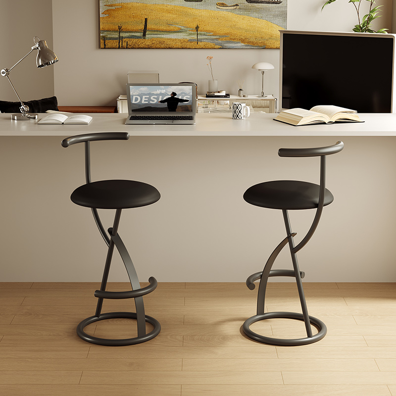 Commercial Kitchen Designer - 北欧モダンなバースツール背もたれ付きミニマリストキッチンスツール工業用金属ハイチェアホームバーカフェデザイナーアイアンスツール
