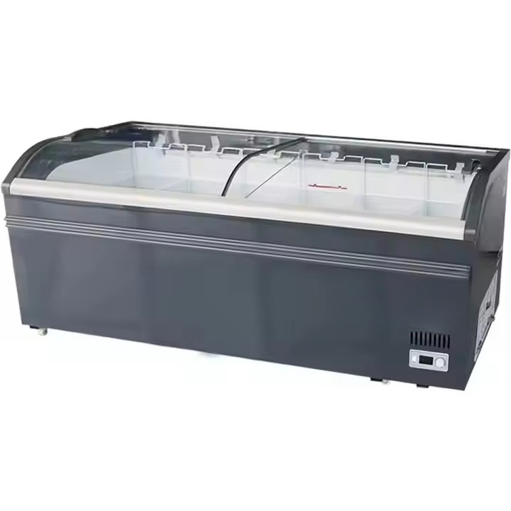 Commercial Chest Freezer - 業務用曲面ガラス引き戸式ディスプレイ冷蔵庫冷凍庫