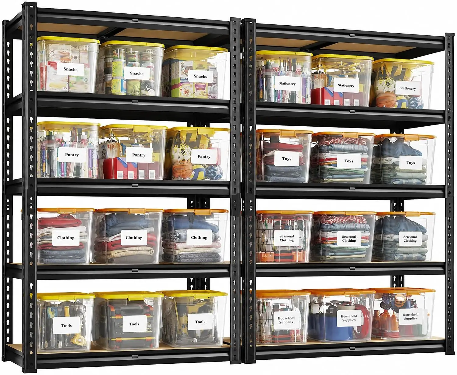 Commercial Kitchen Warehouse - 2個入り収納棚、5段ガレージシェルフ、高耐久性、耐荷重2000ポンド | 商業用、工業倉庫、地下室、キッチンパントリー、学校教育用の調整可能な金属製棚、幅27.6インチ×奥行き11.8インチ×高さ60インチ