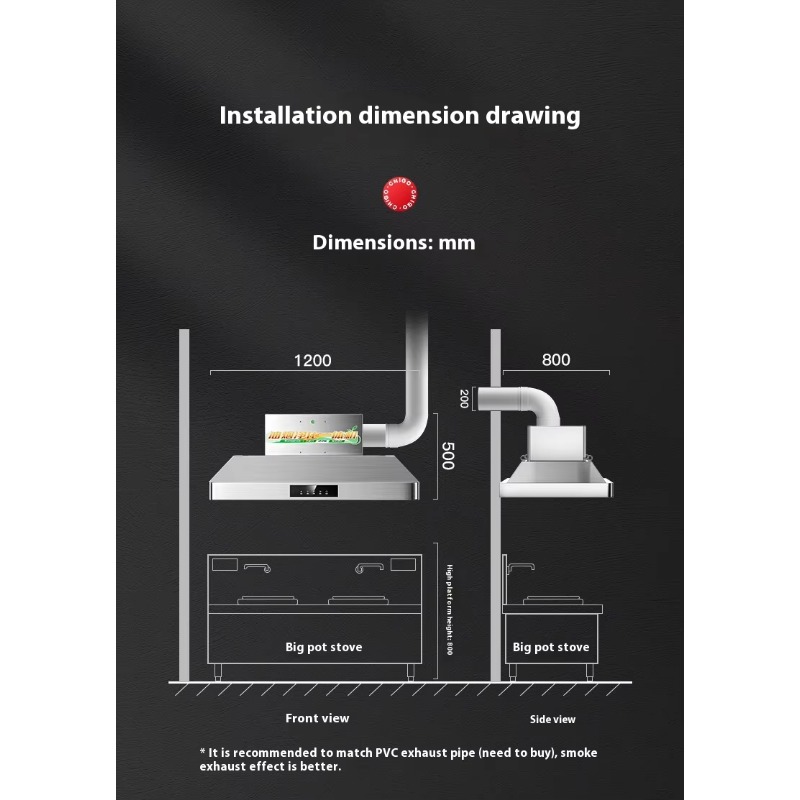 Commercial Kitchen Range Hood - セントラルキッチン用ステンレス製業務用レンジフード レストラン用油煙浄化器
