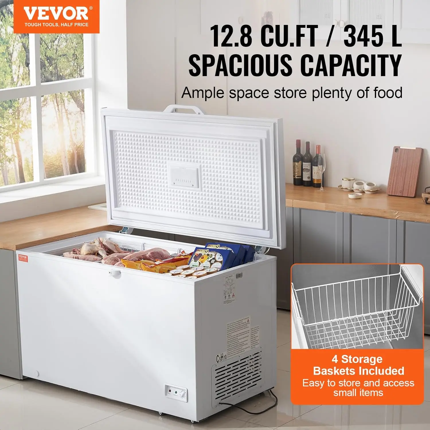 チェストフリーザー、12.8立方フィート/345リットル大型 - Commercial Chest Freezer のレビューと価格