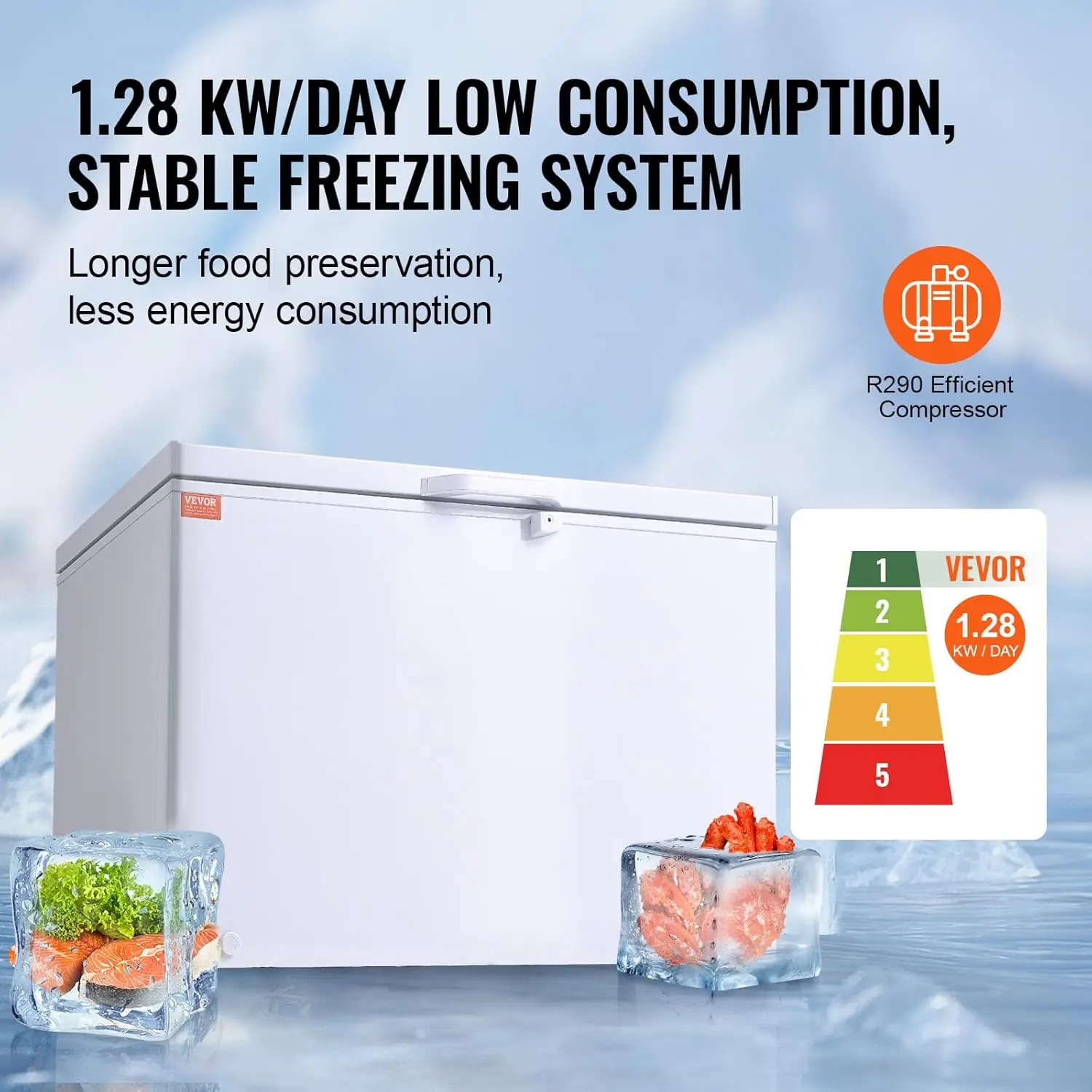 チェストフリーザー、12.8立方フィート/345リットル大型 - Commercial Chest Freezer のレビューと価格