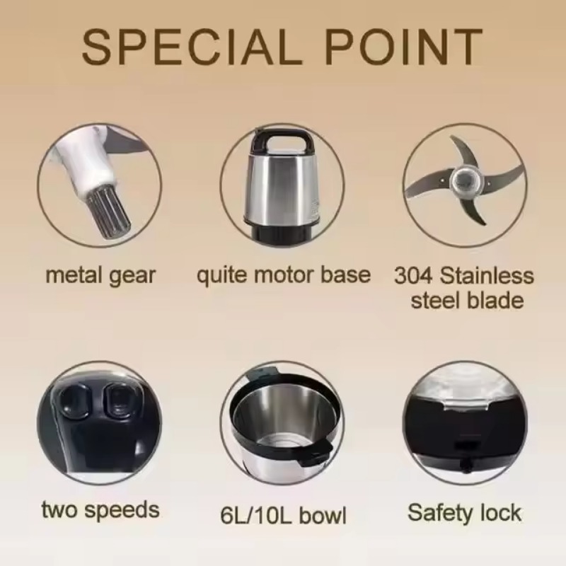 6L 8L ミートチョッパーマシン フフパウンディングブレン - Meat Grinder Electric のレビューと価格