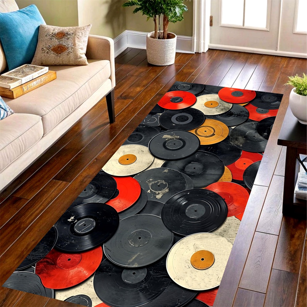 ヴィンテージビニールレコードロングランナーラグ、レトロな音楽 - Commercial Kitchen Vinyl Flooring のレビューと価格